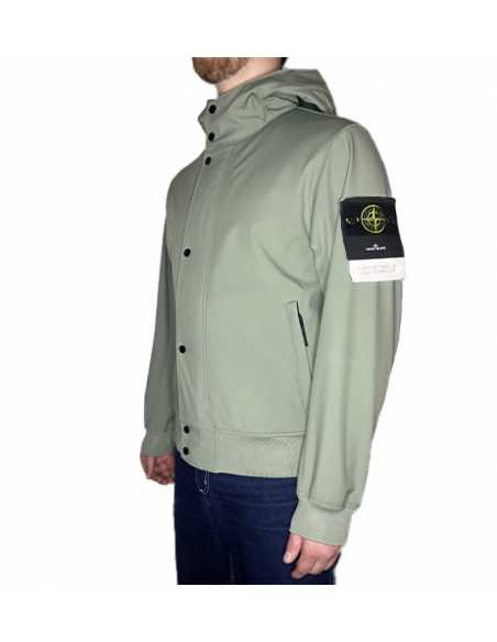 Veste 4100090 Vert Sauge Stone Island, zoom sur le logo｜Soulery Toulouse