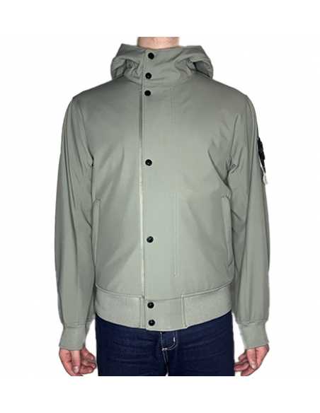 Veste 4100090 Vert Sauge Stone Island, présentée de face｜Soulery Toulouse