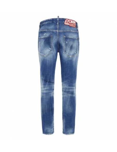 Dsquared2 - Jean Slim Skater Délavé À Petits Trous Bleu