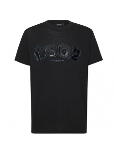 T-shirt Noir Coupe Cigarette Pressato Dsquared2 Homme, présenté porté de face | Soulery Toulouse 2