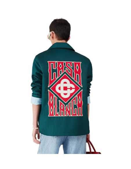 Veste De Stade À Logo Gothique Vert Casablanca Homme, présentée portée de dos| Soulery Toulouse