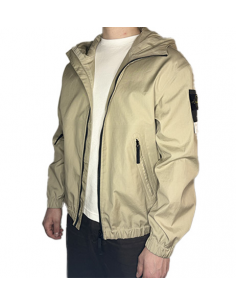Veste à Capuche En Toile De Coton Supima Désert Stone Island, présentée ouverte｜Soulery Toulouse
