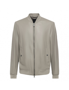 Veste Bomber En Cuir Stone add présentée de face｜Soulery Toulouse