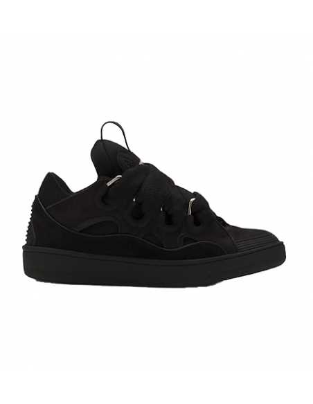 Sneakers Curb En Cuir Noir Lanvin présentée de profil｜Soulery Toulouse