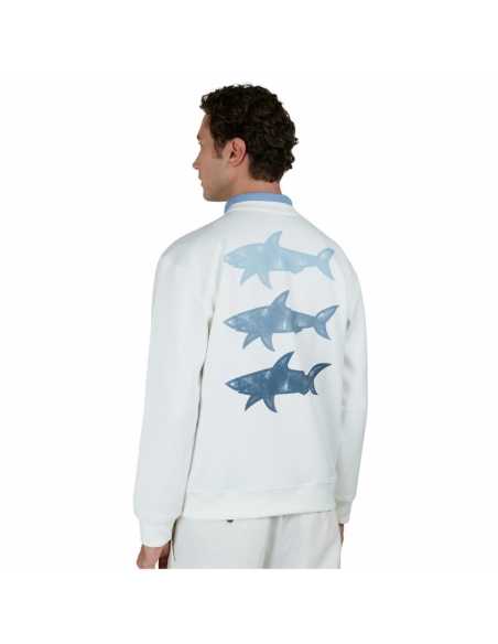 Sweat X-Soft Maxi Sharks Blanc De Blanc Paul & Shark présenté de dos porté｜Soulery Toulouse
