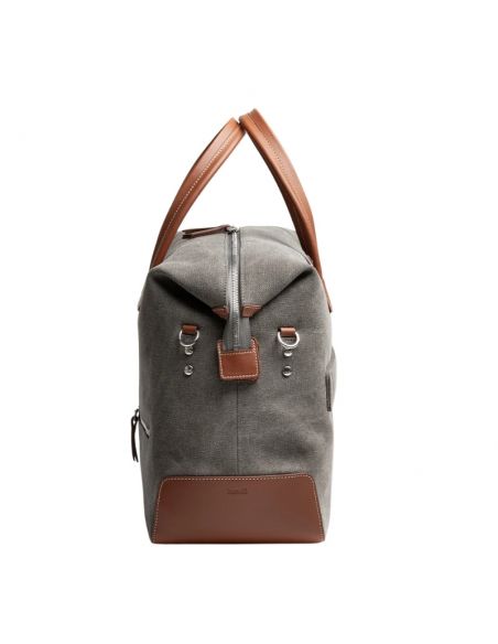 Sac Augustin 48 Heures Gris et Cognac présenté de côté｜Soulery Toulouse