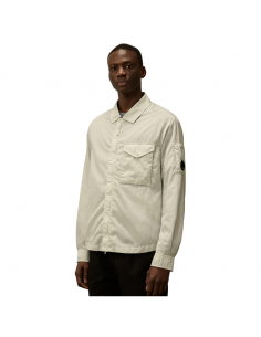 Surchemise Zippée Chrome-R Renard Bleu CP Company Homme, présentée portée de face| Soulery Toulouse