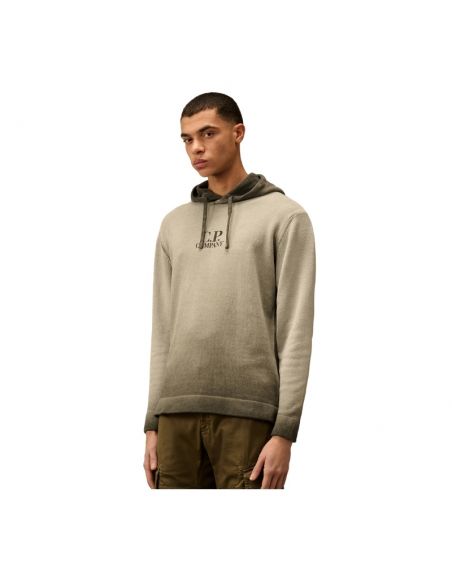 Sweat À Capuche En Coton Chenille Gris CP Company présenté porté de face | Soulery Toulouse