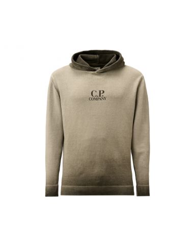 Sweat À Capuche En Coton Chenille Gris CP Company présenté de face | Soulery Toulouse