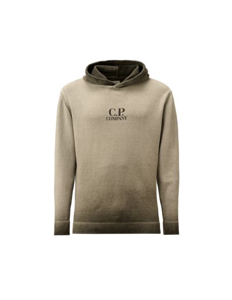 Sweat À Capuche En Coton Chenille Gris CP Company présenté de face | Soulery Toulouse