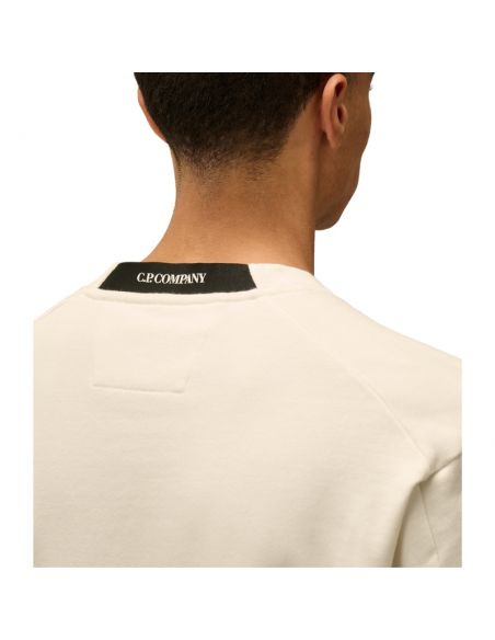 Diagonal Raised Fleece Crewneck Lens Sweatshirt Gauze White présenté porté de dos｜Soulery Toulouse