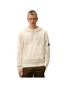 Sweat À Capuche En Polaire À Relief Diagonal Gauze White présenté porté de face｜Soulery Toulouse