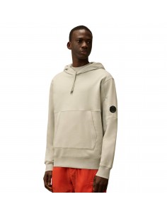 Sweat À Capuche En Polaire À Relief Diagonal Blue Fox C.P Company présenté porté de face ｜Soulery Toulouse