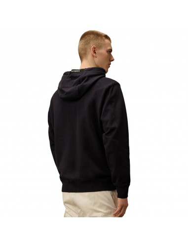 Sweat À Capuche En Polaire Relief Diagonal Total Eclipse Bleu C.P Company présenté porté de dos｜Soulery Toulouse