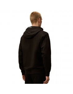 Sweat À Capuche En Polaire À Relief Diagonal Noir C.P Company, présenté porté de face｜Soulery Toulouse 2