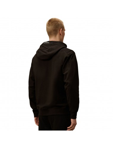 Sweat À Capuche En Polaire À Relief Diagonal Noir C.P Company, présenté porté de dos｜Soulery Toulouse