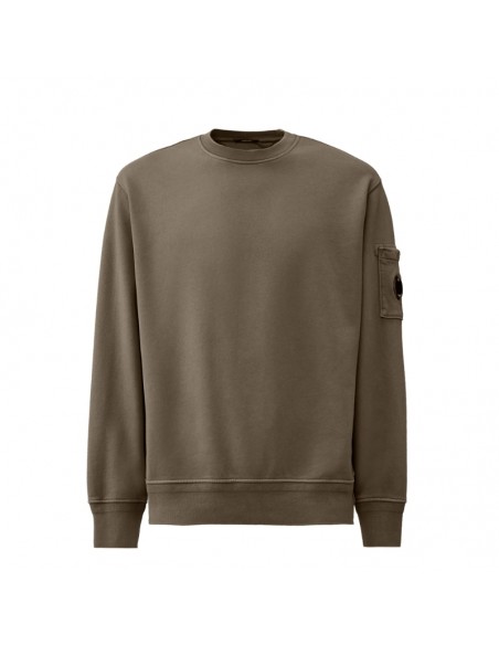 Sweat-shirt Ras Du Cou En Molleton Diagonal En Coton Gris présenté de face｜Soulery Toulouse