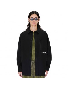 Chemise Oversize 'Boke Flower 2.0' Coton Technique Noir Kenzo présenté porté de face | Soulery Toulouse