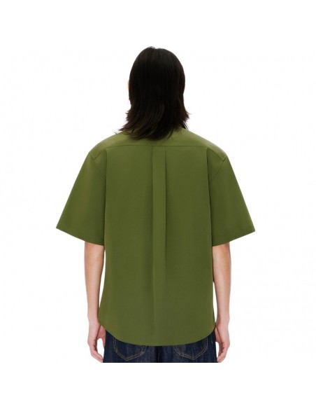 Chemise 'Boke Flower 2.0' En Popeline De Coton Kaki Kenzo présenté porté de dos| Soulery Toulouse