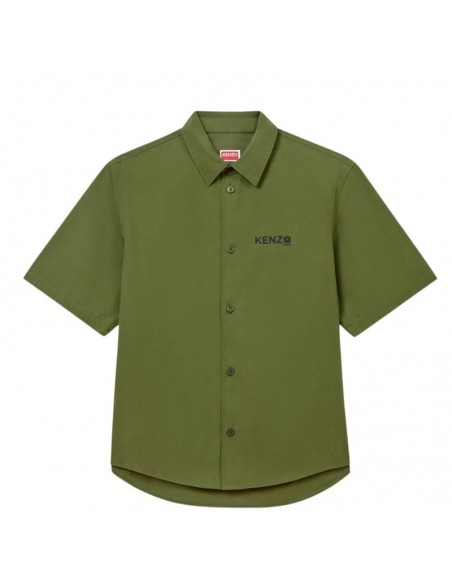 Chemise 'Boke Flower 2.0' En Popeline De Coton Kaki Kenzo présenté de face| Soulery Toulouse