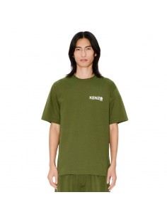 T-shirt 'Boke Flower 2.0' En Coton Kaki Kenzo présenté porté de face ｜Soulery Toulouse