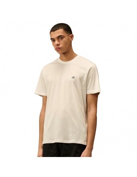Tee-shirt Jersey Logo Patch 30/1 Gauze White C.P. Company présenté de face porté｜Soulery Toulouse