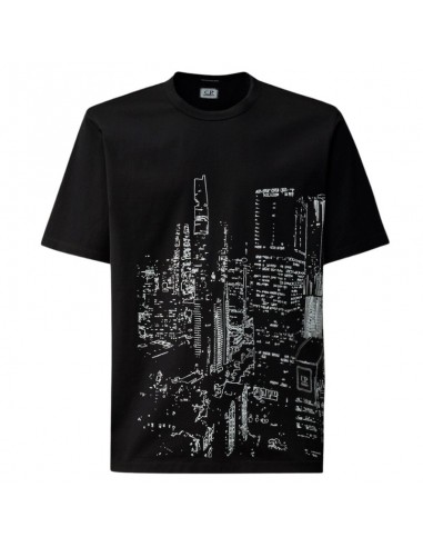 Tee-Shirt Jersey Metropolis Mercerized Noir C.P. Company présenté de face|Soulery Toulouse Tee-Shirt Jersey Metropolis Mercerized Noir C.P. Company présenté de face|Soulery Toulouse