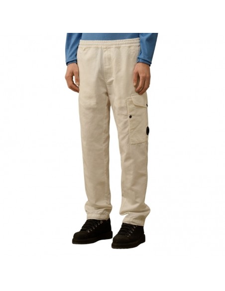 Pantalon Linen Loose Gauze White C.P. Company présenté de face porté｜Soulery Toulouse