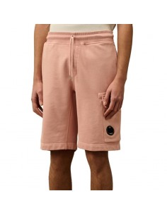 Short Cargo Diagonal Fleece Misty Rose C.P. Company présenté de face porté｜Soulery Toulouse