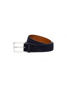 Ceinture Ajustable En Daim Bleu Santoni Homme | Soulery Toulouse