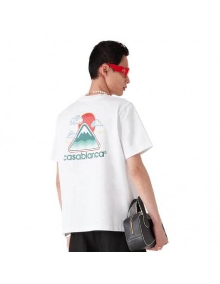 T-Shirt Montagne Ondulée Blanc Casablanca présenté de dos porté｜Soulery Toulouse