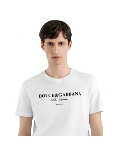 T-shirt En Coton À Imprimé Blanc Dolce & Gabbana présenté de face porté｜Soulery Toulouse