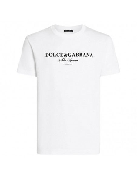 T-shirt En Coton À Imprimé Blanc Dolce & Gabbana présenté de face｜Soulery Toulouse