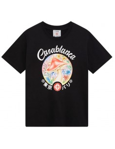 T-Shirt Mushroom Emblem Noir Casablanca présenté de face｜Soulery Toulouse