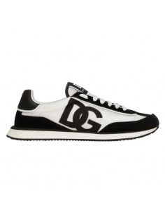 Sneakers DG Cushion Noir et Blanc Dolce & Gabbana présentées de profil ｜Soulery Toulouse