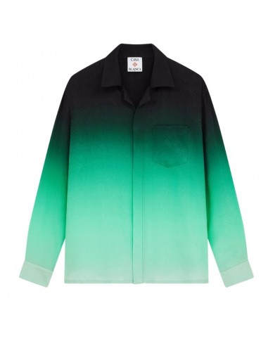 Chemise en Soie Jacquard Dégradé Ping Pong Vert Casablanca , présentée de face｜Soulery Toulouse