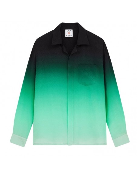 Chemise en Soie Jacquard Dégradé Ping Pong Vert Casablanca , présentée de face｜Soulery Toulouse