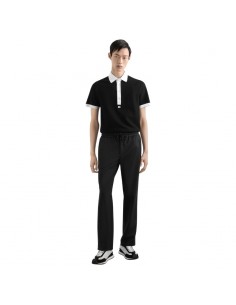 Pantalon Structuré En Toile De Laine Noir Dolce & Gabbana, présenté porté de face｜Soulery Toulouse