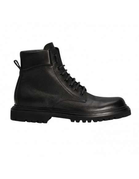 Bottines En Cuir De Veau Noir Dolce & Gabbana, présentée de profil｜Soulery Toulouse