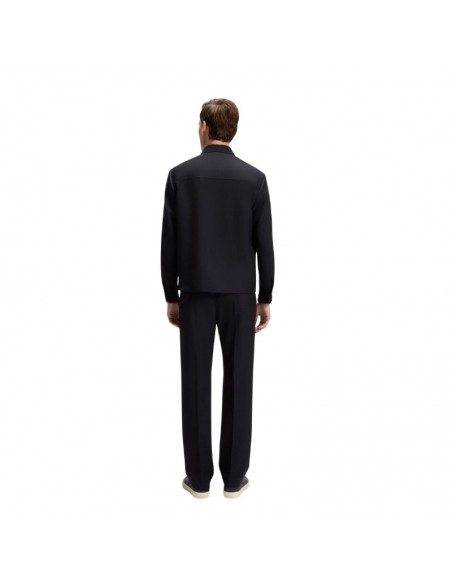 Surchemise Relaxed en Laine Vierge Chinée Noire Homme, présentée de dos｜Soulery Toulouse