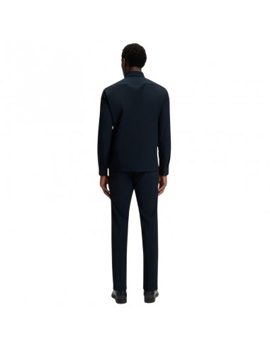 Chemise Décontractée En Twill Stretch Bleu Foncé Boss, présentée portée de dos｜Soulery Boutique Homme Toulouse