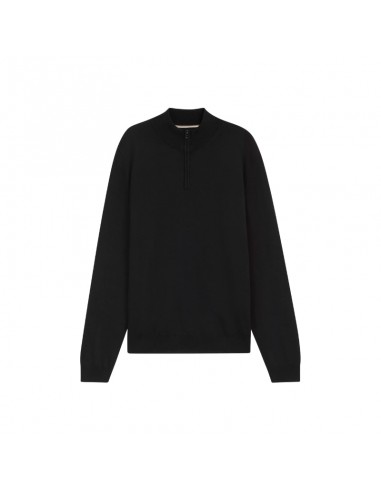 Pull En Laine Vierge À Encolure Zippée Noir Boss, zoom sur le zip|Soulery Boutique Toulouse Pull En Laine Vierge À Encolure Zippée Noir Boss, zoom sur le zip|Soulery Boutique Toulouse
