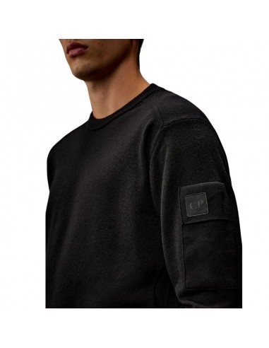 Pull Ras Du Cou En Laine Mérinos Extrafine Metropolis Noir C.P. Company, zoom sur le logo｜Magasin pour Homme Toulouse