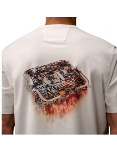 T-shirt À Manches Courtes En Jersey Mercerisé Gauze White C.P. Company, présenté porté de face｜Boutique Homme Toulouse 2