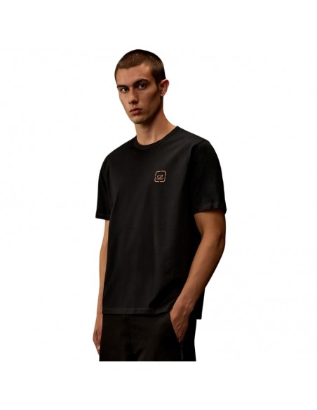T-shirt À Manches Courtes En Jersey Mercerisé Noir C.P. Company, présenté porté de face ｜Boutique Homme Toulouse