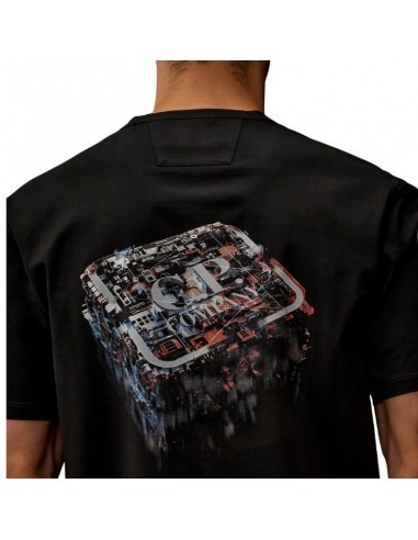 T-shirt À Manches Courtes En Jersey Mercerisé Noir C.P. Company, présenté porté de dos ｜Boutique Homme Toulouse
