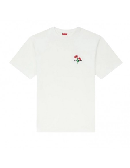 T-shirt brodé 'KENZO Archive Bouquet' en coton Off White Kenzo, présenté de face｜Boutique Homme Toulouse