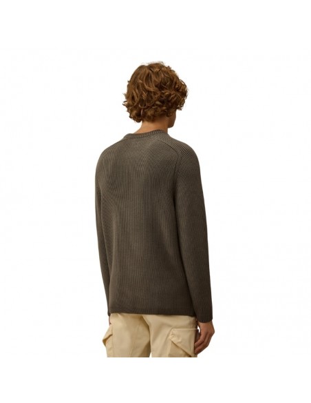 Pull Ras Du Cou Côtelé À Lentilles Gunmetal Gris C.P. Company présenté porté de dos｜Boutique Homme Toulouse