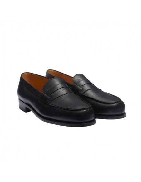 Mocassin 180 Caviar Noir J.M. Weston Homme présenté porté de profil｜Boutique Homme Toulouse