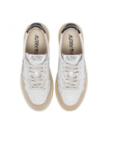 Sneakers Medalist Low En Cuir Blanc Et Noir Et Daim Beige Autry présenté de haut｜Boutique Homme Toulouse